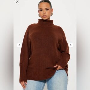 Fashion Nova Head In The Clouds Turtle Neck Sweater - Chestnut